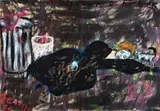 A Lady Down On Her Luck by Jenny Watson, 1984, mixed media on canvas, sold Aug 2008