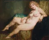 Reclining Nude, Gloria by Norman Lindsay, c.1935, oil on canvas on board, sold Aug 2008