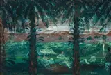 Under The Palm Trees, Mt Hagen, New Guinea by William Dobell, oil on composition board, offered Aug 2008