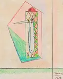 Mr Penknife by E. L. T. Mesens, 1923, coloured pencil on paper, sold Aug 2008