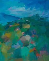 Landscape by Sam Fullbrook, oil on composition board, sold Aug 2008