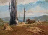 Harvesting by Jan Hendrik Scheltema, oil on canvas on board, offered Aug 2008