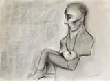 Man On A Park Bench by Robert Dickerson, 1963, charcoal on paper, offered Aug 2008