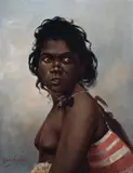Aboriginal Woman, Queensland by C. Edward Fristom, 1899, oil on canvas, sold Aug 2008