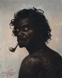 Aboriginal Man, Queensland by C. Edward Fristom, 1899, oil on canvas, sold Aug 2008