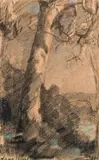 A Moonlight Memory Of My Old White Gum by Hans Heysen, pencil and pastel on paper, sold Aug 2008