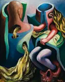 The Betrothal Of Two Classic Edifices by James Gleeson, 1943, oil on canvas on board, sold Nov 2008