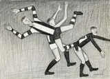 Footballers by John Brack, 1956, conté on paper, sold Nov 2008