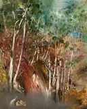 Riverbank by Sidney Nolan, 1964, oil on composition board, sold Nov 2008