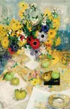 Nature Morte Aux Fleurs Et Pommes by Le Pho, oil on silk on board, sold Nov 2008