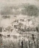 Malay Village by Cheong Soo Pieng, 1965, watercolour on paper, sold Nov 2008