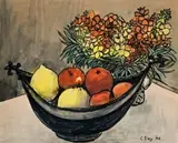 Fruit And Flowers by Margaret Olley, 1962, watercolour and ink on paper, sold Nov 2008
