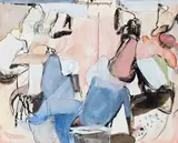 UNTITLED (BLUE AND PINK ABSTRACT), c.1961-3 by Brett Whiteley, gouache, ink, and pencil on paper, offered Nov 2008
