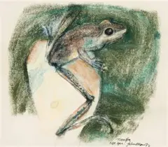 Tree Frog by John Olsen, 1972, pastel on paper, sold Nov 2008