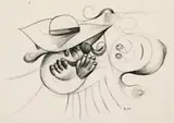 Schoolgirl And Genie by Charles Blackman, 1952, charcoal on tracing paper, offered Nov 2008