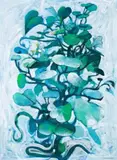 Lily Leaves by Charles Blackman, c.1980, synthetic polymer paint on paper on board, sold Nov 2008