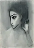 Head Of A Girl by Robert Dickerson, charcoal on paper, sold Nov 2008