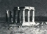 Classical Ruin by Tim Maguire, c.1986, charcoal on paper, sold Nov 2008