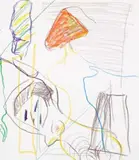 Green And Yellow And Blue People With Orange And Brown Hair by Ken Whisson, 1988-90, pastel on paper, offered Nov 2008