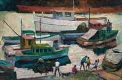 Boat Harbour, Sydney by John Santry, oil on canvas on board, sold Nov 2008