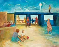 Holiday (Mentone) by Ian Armstrong, 1958, oil on composition board, sold Nov 2008