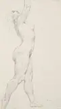 Female Nude Study by Norman Lindsay, 1914, pencil on paper, sold Nov 2008