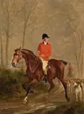 A Hunting Scene by Alfred F. De Prades, 1869, oil on panel, sold Nov 2008