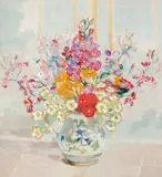 Spring Flowers by Sybil Craig, gouache and pastel on card, sold Nov 2008
