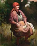 Seated Figure by Margaret Benoit, oil on composition board, sold Nov 2008