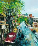 A Street In Double Bay by Pro Hart, oil on paper, offered Nov 2008
