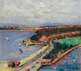 Approach To Spit Bridge by Antonio Dattilo Rubbo, 1955, oil on board, sold Nov 2008