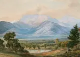 Victorian Landscape With Mountains And Lake by Ebenezer Wake Cook, watercolour on paper, sold Nov 2008