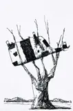 Cow Up A Tree, Dobell’S Cow by John Kelly, 1998, ink on paper, sold Nov 2008