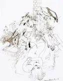 The Resurrection Of Ern Malley by Garry Shead, 2005, ink and pen on paper, offered Nov 2008