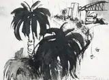 Rain On Sydney Harbour by Brett Whiteley, 1978, ink and wash on paper, offered Apr 2009