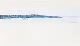 Sydney Harbour With Ferry by Fred Williams, 1973, gouache on paper, sold Apr 2009