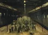 Between Two Trains by Sali Herman, 1946, oil on canvas, sold Apr 2009