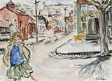 Fitzroy Street Scene by Danila Vassilieff, 1938, oil on plywood, sold Apr 2009