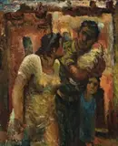A Soldier On Leave, 1943-44 (Unemployed Marches Verso) by Noel Counihan, oil on composition board, sold Apr 2009