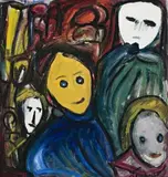 Four Faces Of The Street by Danila Vassilieff, 1949, oil on composition board, sold Apr 2009