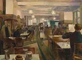 Cafeteria by Roland Wakelin, 1952, oil on canvas, sold Apr 2009