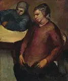 Two Figures At A Table by Fred Williams, 1948-50, oil on canvas, offered Apr 2009