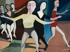 The Dancing Lesson by Robert Dickerson, 1951, oil on composition board, sold Apr 2009