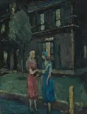Conversation, Kings Cross by Charles Doutney, oil on board, sold Apr 2009