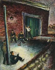 The Picket Line by Maurice Carter, 1947, oil on canvas, sold Apr 2009