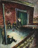 The Picket Line by Maurice Carter, 1947, oil on canvas, sold Apr 2009