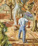 Autumn Arrangement (Burning Off) by Louis James, 1946, oil on canvas, offered Apr 2009