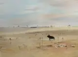 Wimmera Landscape With Homestead And Ram by Arthur Boyd, c.1980, oil on canvas, sold Apr 2009