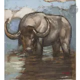 Buffle d’eau by Paul Jouve, Huile et pastel sur papier marouflé sur carton, sold Mar 2024