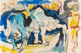 Le Rendez-vous d'Antibes à l'homme bleu by Édouard Pignon, 1982, Aquarelle et gouache, sold Mar 2024